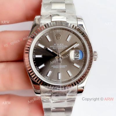 Noob Factory 3235 V3 Rolex Datejust 2 Fluted Bezel Grey Dial Replica Watch